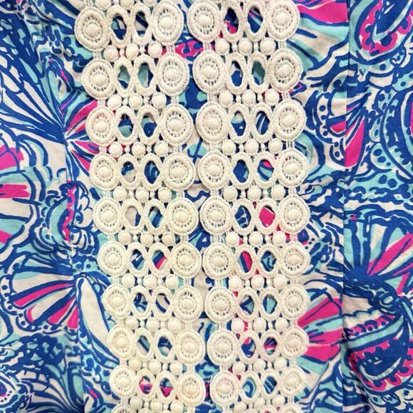 Lilly Pulitzer Target 20th Anniversary My Fans Shift Dress Blue Pink Crochet - Picture 5 of 13